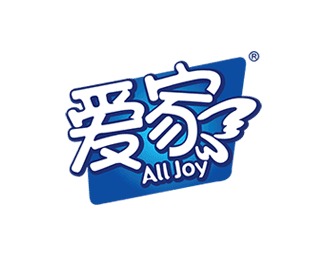 The logo features stylized Chinese characters and the text "All Joy" on a blue background. A small wing design is integrated into the lettering, adding a playful touch.