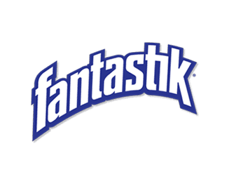 The text "fantastik" is prominently displayed in bold, white lowercase letters with a slight arch, outlined in blue, centered on a black background. No additional objects or actions are present.
