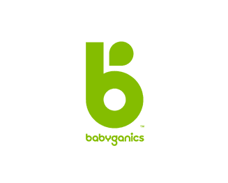 The word "babyganics" is written in lowercase green letters, on a white background