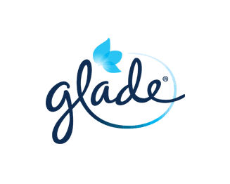 The word "glade" is written in a stylized cursive font, with a blue butterfly icon above the "a," set against a white background.