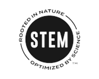 A black circle contains the white text "STEM," encircled by a broken line with a trademark symbol. The design is simple and modern, set against a plain white background.