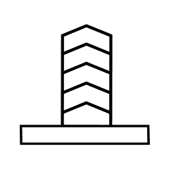 A simple, black silhouette of a right-facing microphone. The microphone is positioned with its handle angled, indicative of being ready for use, on a plain white background.