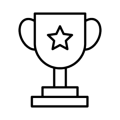 Silhouette of a feather quill writing on parchment. Positioned at the center, the quill is angled diagonally downwards. The background is plain, emphasizing the iconic writing tool.